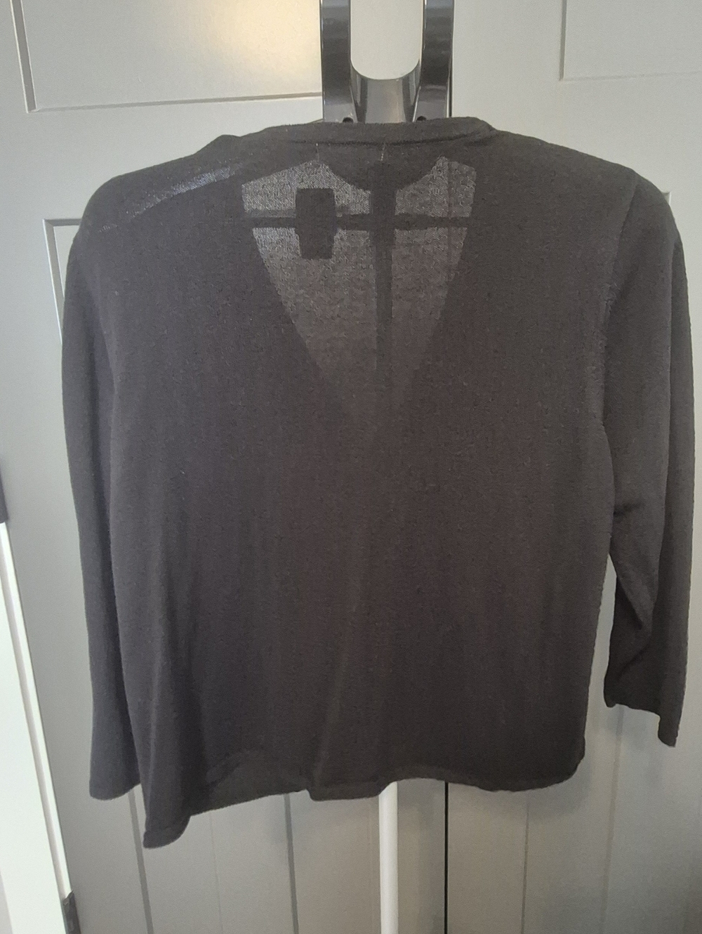 Max Studio London Black Lightweight Sheer Cardigan XL Button Front 3/4 Sleeve - Picture 4 of 7
